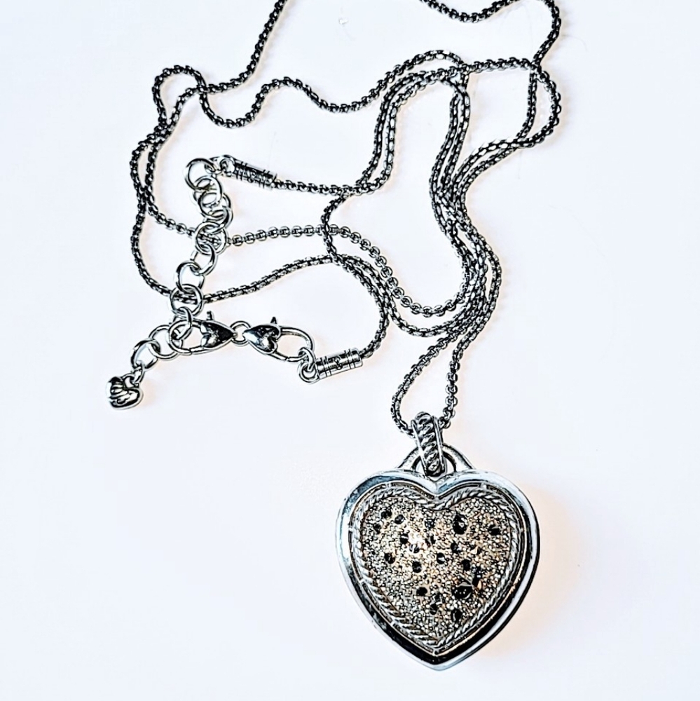 Brighton CRYSTAL ROCKS HEART LOCKET - LIFE IS A JOURNEY - 34" CHAIN - Picture 3 of 7